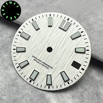 28.5mm Single Calendar Luminous  Water Ripple Texture Watch Dial Fit NH35 NH36