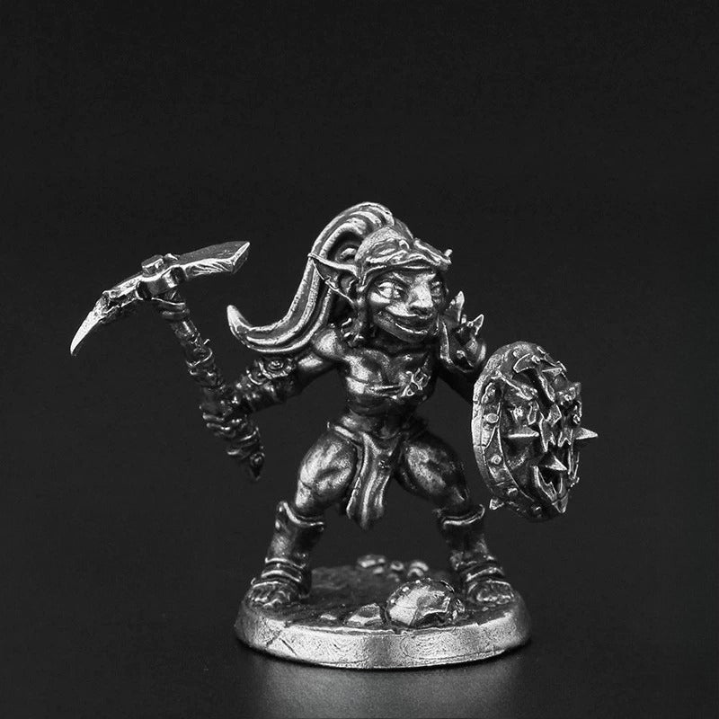 Goblin Pickaxe Warrior Copper Figurine White Bronze Fantasy Wargame 130-10
