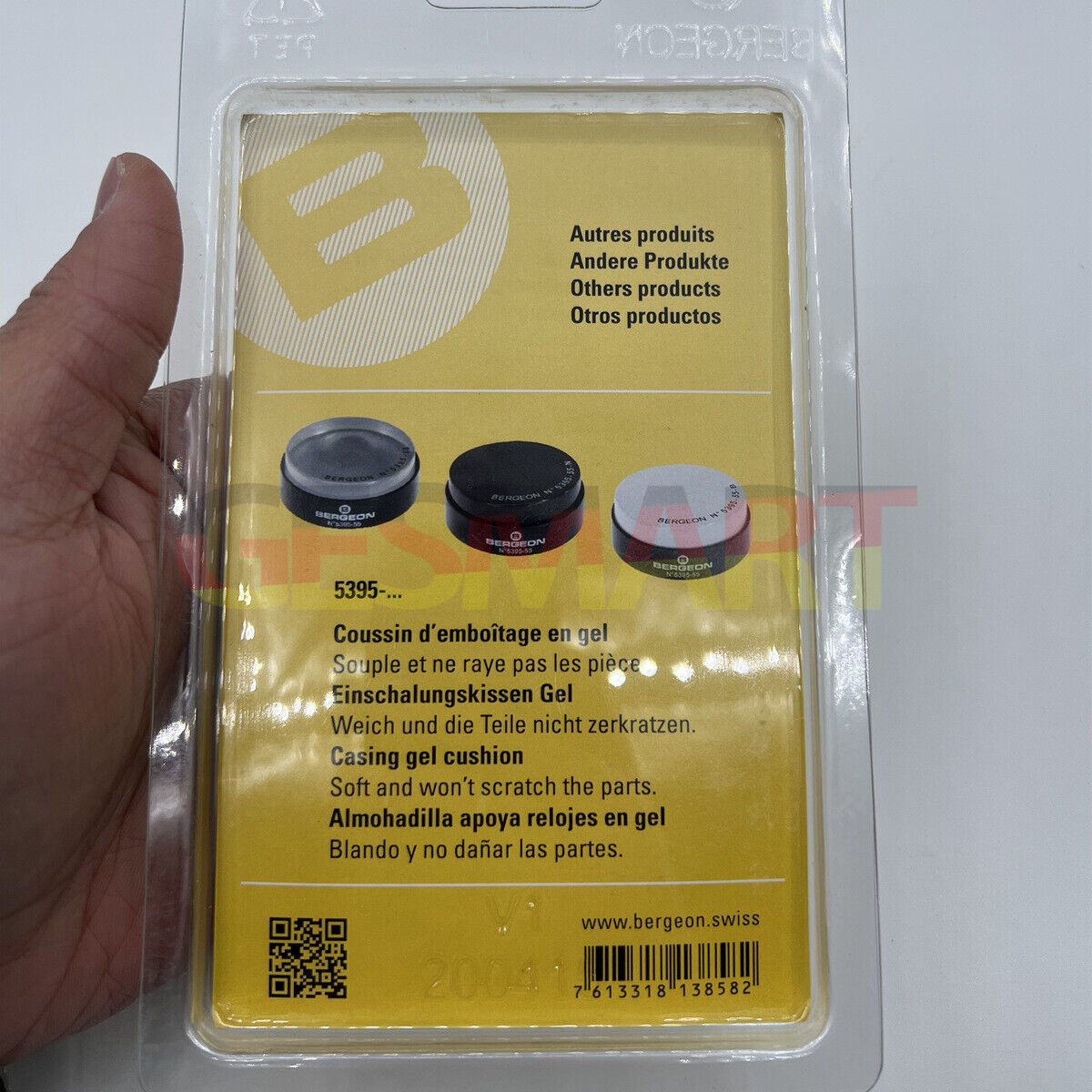 Bergeon 5395-75-B white gel cushion protecting 75mm watch case for safe repairs