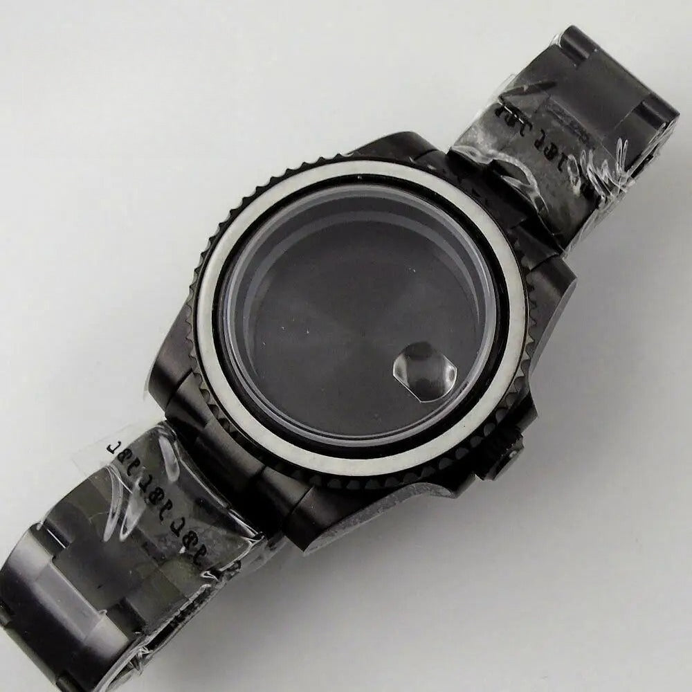 40mm Sapphire Glass Black PVD Watch Case fit NH35 NH36 Miyota 8215 2813 ETA2824