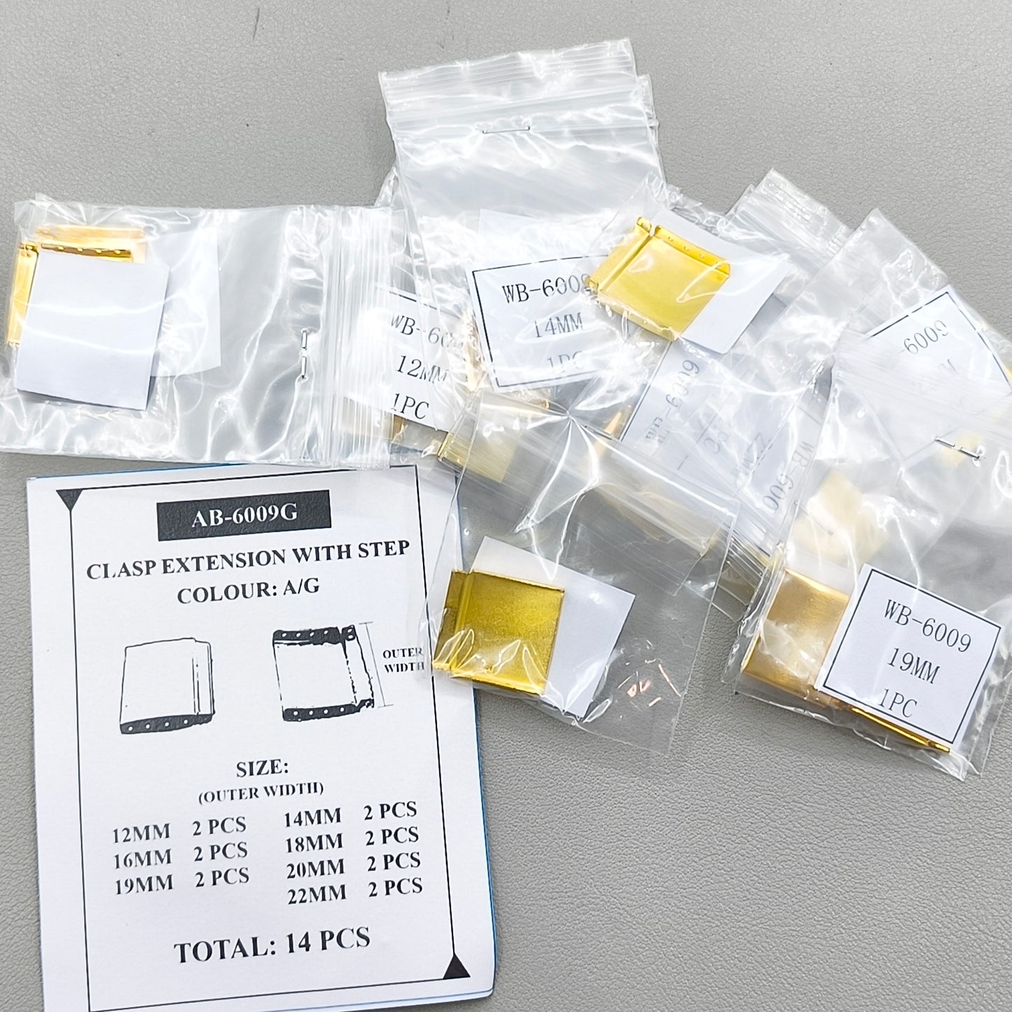 14PCS/Pack Golden Bracelet Watch Strap Extender Bands Clasp Extension Link
