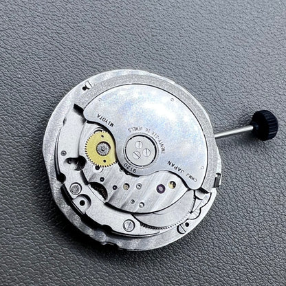 Close-up of Japan Miyota 9120 automatic mechanical watch movement showcasing precision craftsmanship.