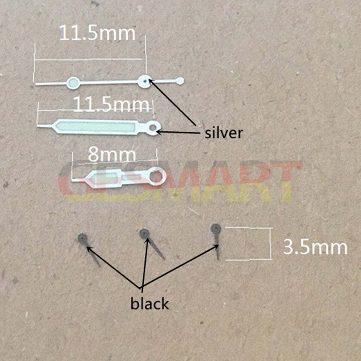 Black small second hand with silver trim for Miyota OS10 OS20 OS60 OS80 watch movements, precision timekeeping.