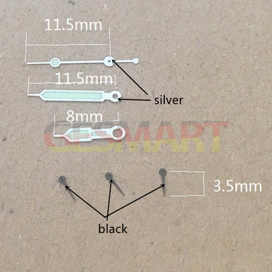 Black small second hand with silver trim for Miyota OS10 OS20 OS60 OS80 watch movements, precision timekeeping.