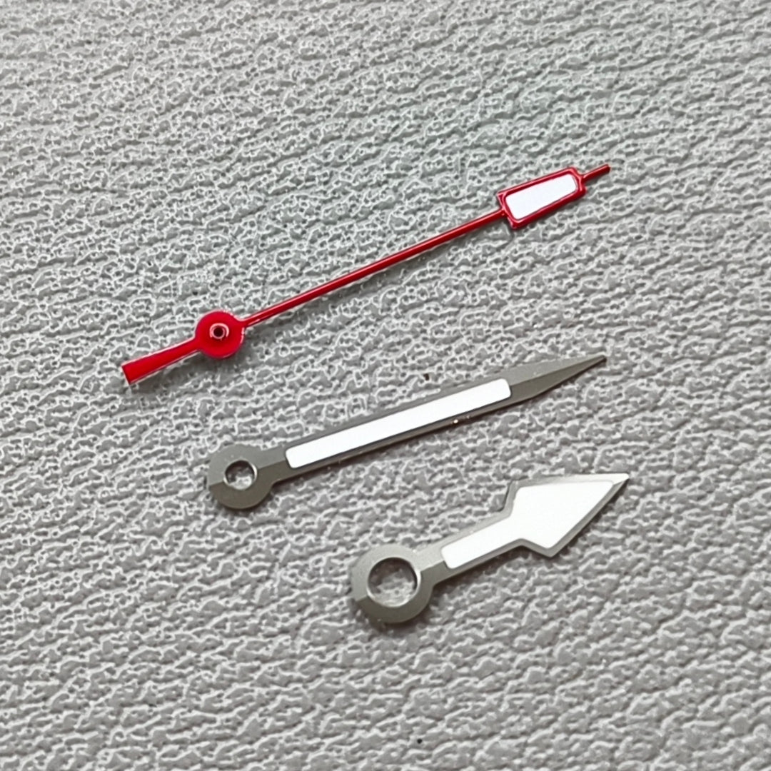 Silver Trim Green Lume Arrow Shape Red Second Hand Watch Hands for NH35 NH36