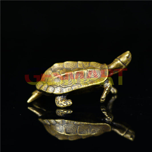 Vintage solid copper little turtle trinket, hand-carved bronze figurine for watch accessory display.