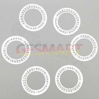 Close-up of Tianjin Seagull 2824 date disk wheel showcasing precise date display mechanism.