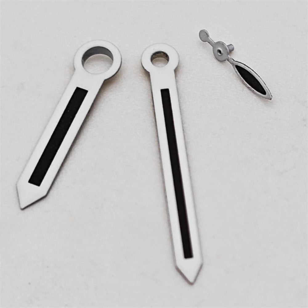 White Trim Black Painted Lume Watch Hands Set for ETA6497 6498 ST3600 ST3620