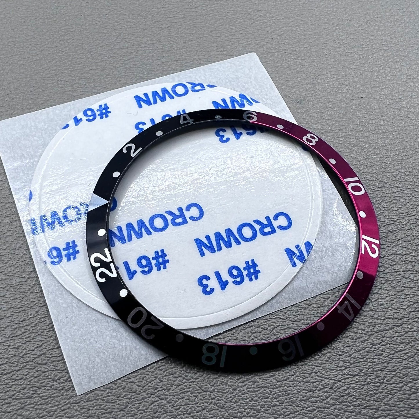 36.5*30.8mm Black Red Watch Bezel Green Luminous Vintage Aluminum Alloy Slope