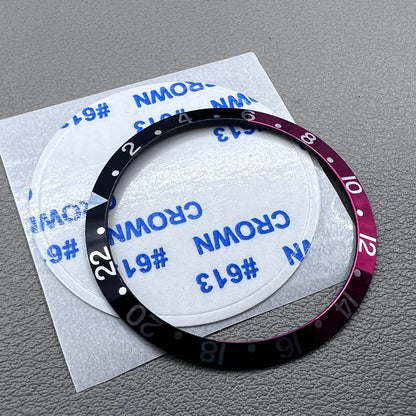 36.5*30.8mm Black Red Watch Bezel Green Luminous Vintage Aluminum Alloy Slope