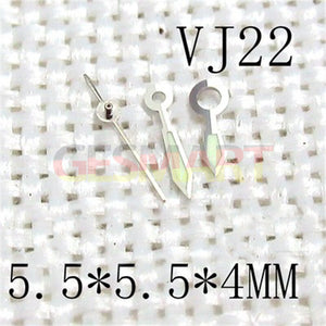 5.5x5.5x4mm Silver Trim Green Luminous Watch Hands for Epson VJ22 Movement
