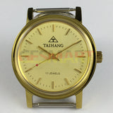 37mm TAIHANG Manual Mechanical Watch Round Golden Case Yellow Dial Golden Nail