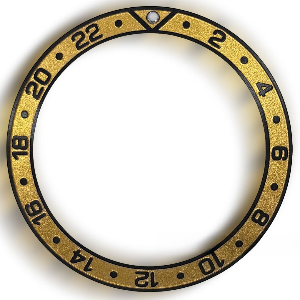 38X30.7Mm Golden Aluminum Watch Bezel Black Raised Font Watch Part