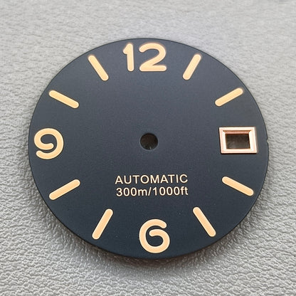 28.5mm Watch Dial Orange Font Black Fit for NH35 NH36 Yellow Lume 300m