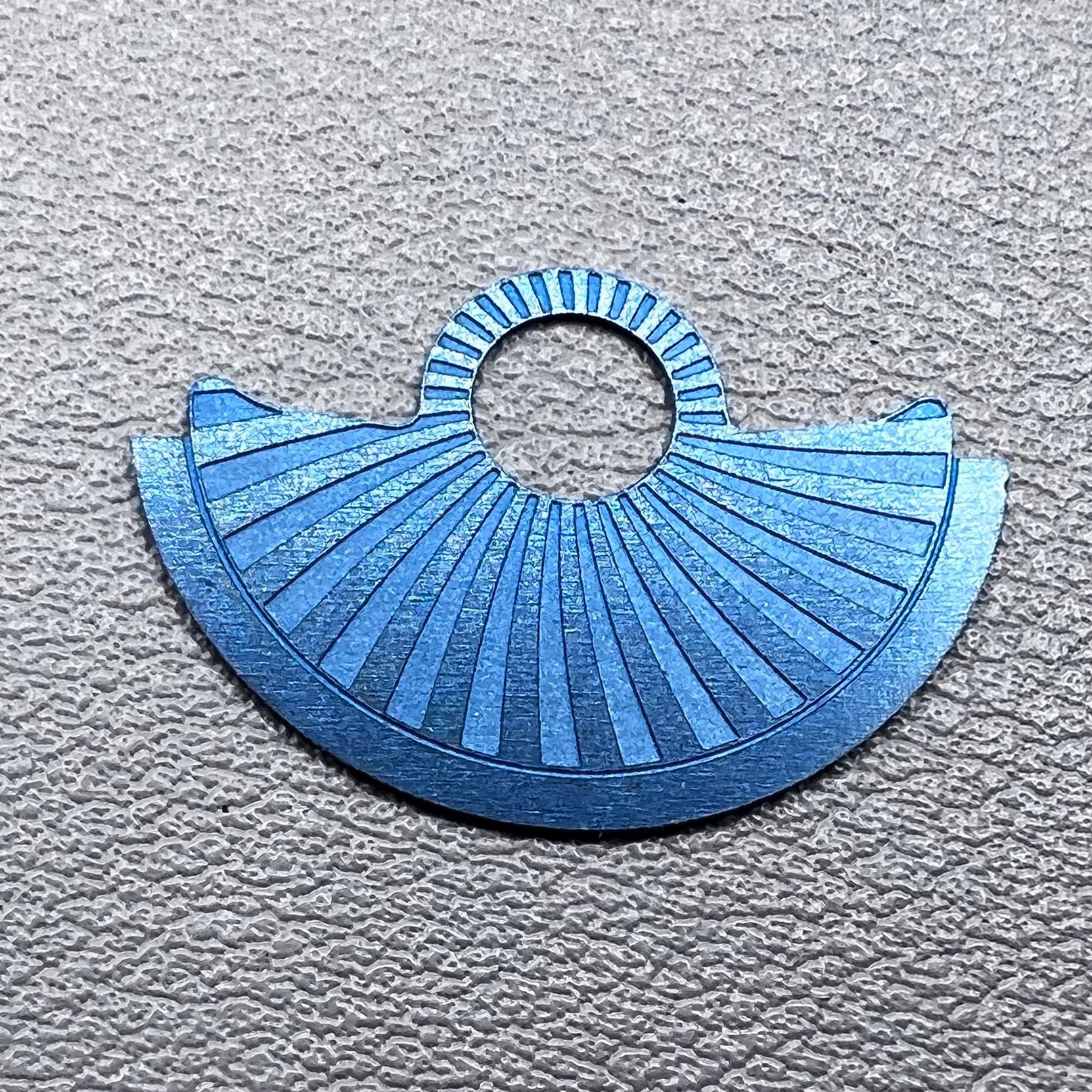 Blue Oblique Wave metal rotor overlay for NH35 NH36 watch movement enhancement.