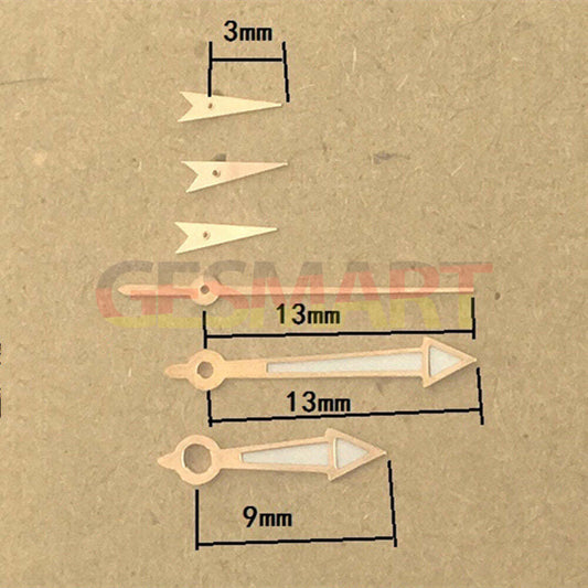 13 mm grüne leuchtende roségoldene Uhrzeiger für ISA 9231 Quarzwerk