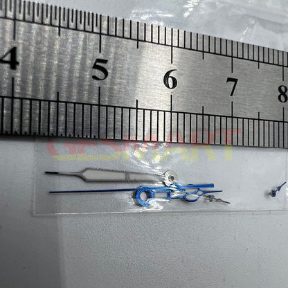 Blue trim green lume watch hands designed for Miyota OS10 0S10 movement, enhancing visibility and style.