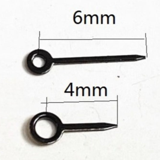 Black painted 6x4mm watch hands for Ronda 763, 762, 751, 1062, 1063 movements