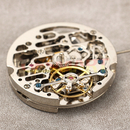 Dandong Silver automatic mechanical watch with hollow dial and small second at 9 o'clock angle.