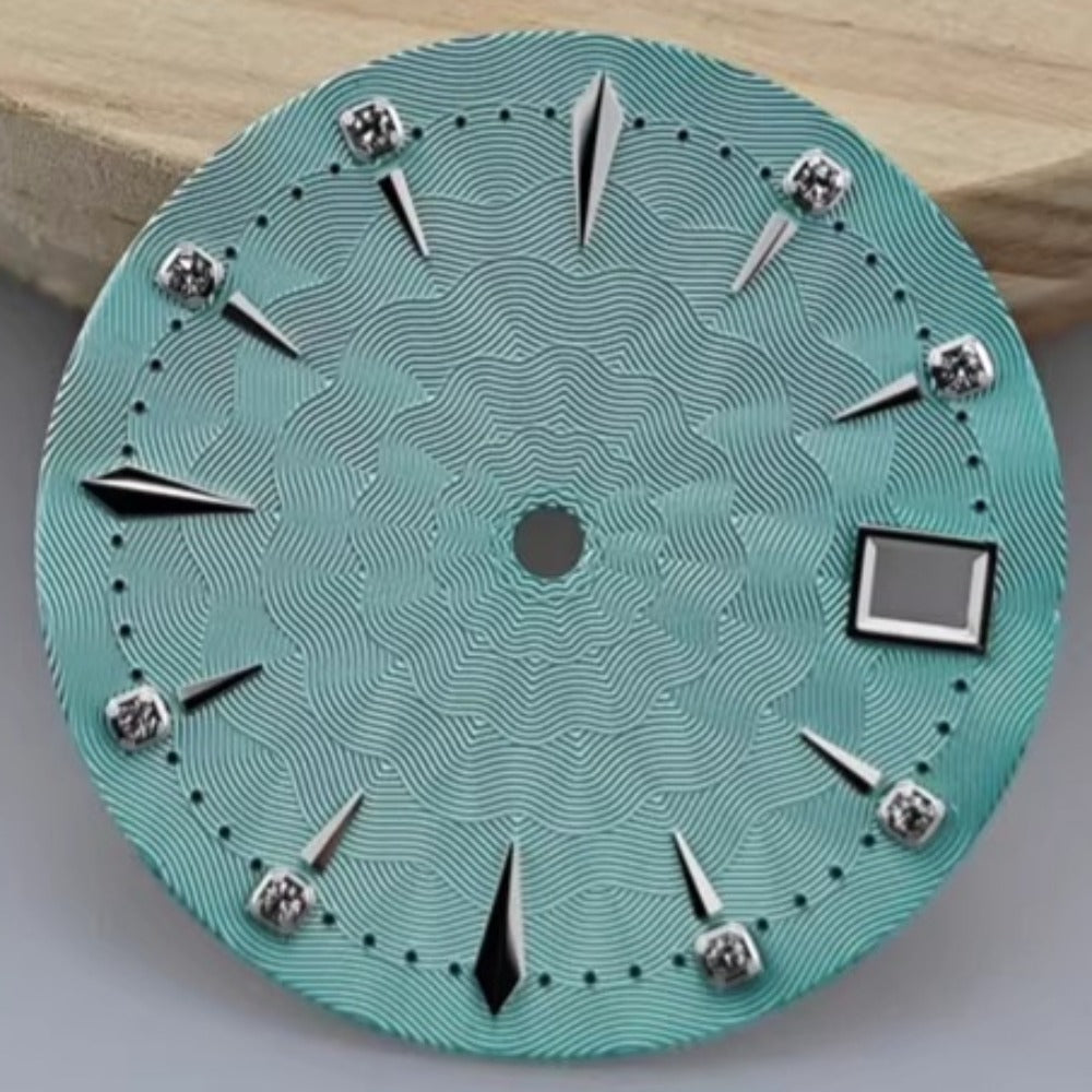29mm Sky Blue Radial Vein watch dial for NH35 movement, single calendar, elegant lady?s accessory.