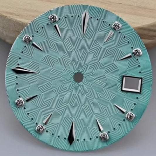 29mm Sky Blue Radial Vein watch dial for NH35 movement, single calendar, elegant lady?s accessory.