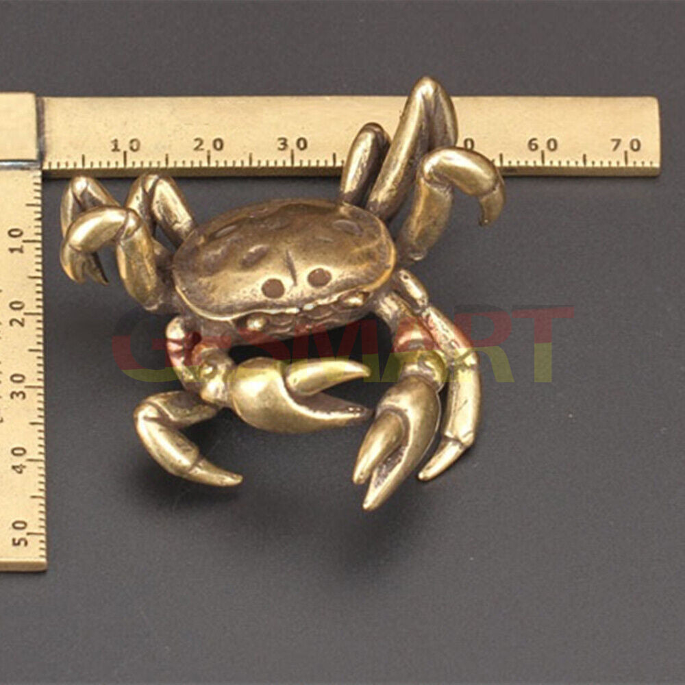 Solid copper little crab trinket, vintage hand-carved bronze model figurine for unique decor.