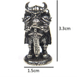 Viking Swordsman Silver Copper Trinket Vintage Hand Carved Bronze Model Figurines