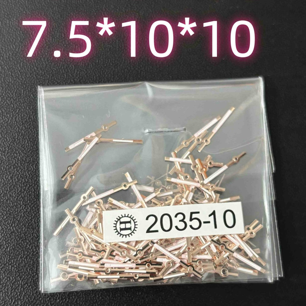 Lot de 100 aiguilles de montre 10 mm avec finition dorée rose et luminescentes vertes pour Miyota 2035 2115 PC21 