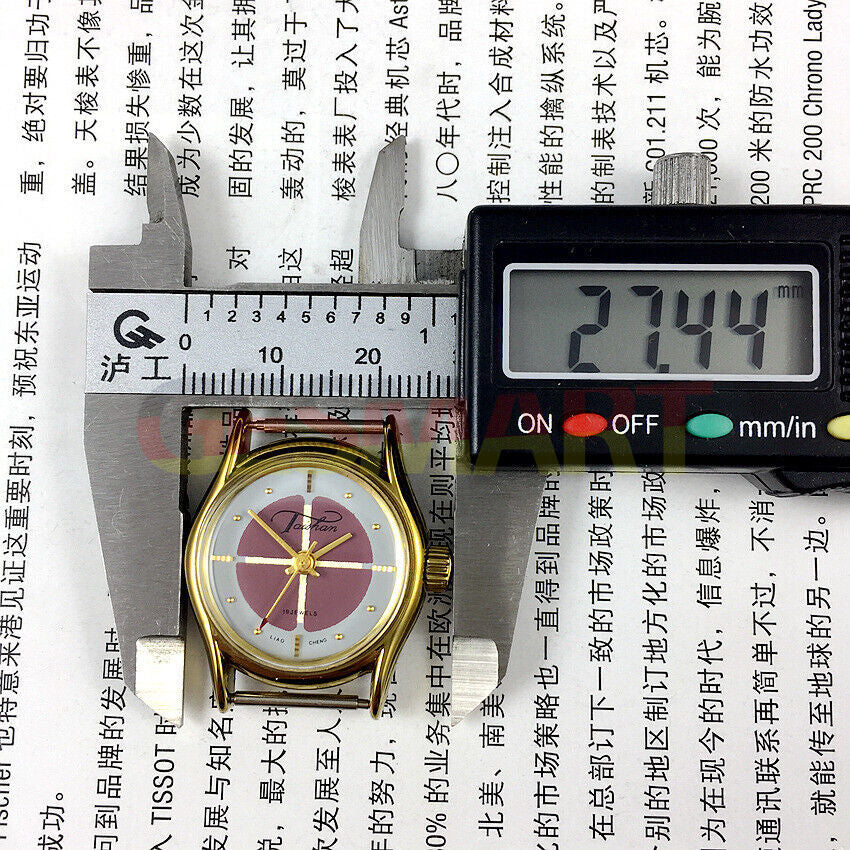 Liaocheng TAISHAN 26mm gold-toned manual mechanical lady watch with 19 jewels and nail markers, elegant design