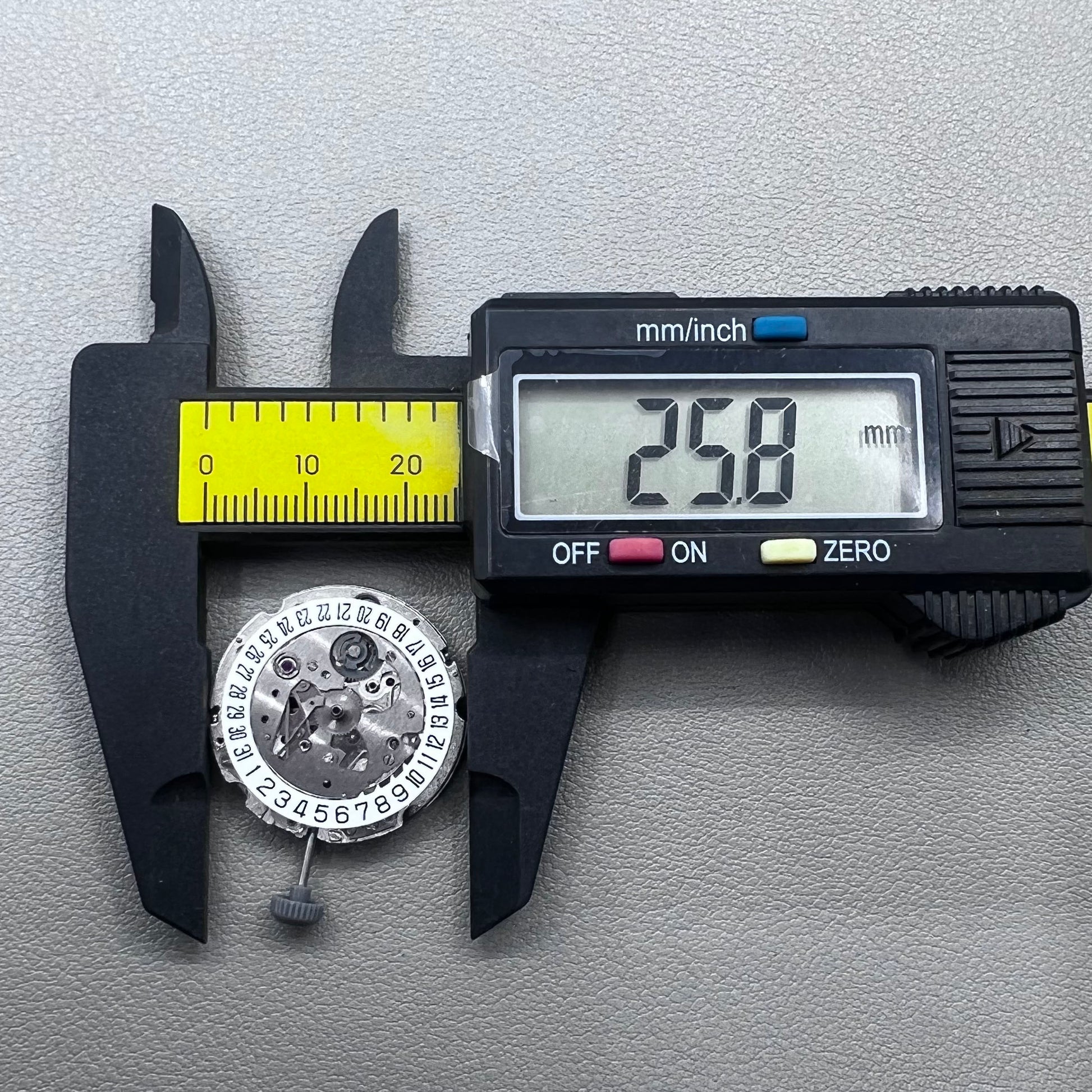 Miyota 8200 watch movement with single calendar date at 6 o'clock, precise Japanese mechanism.
