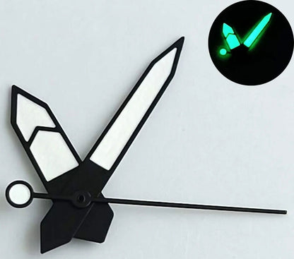 White and black trim green lume watch hands compatible with NH35 NH36 movements
