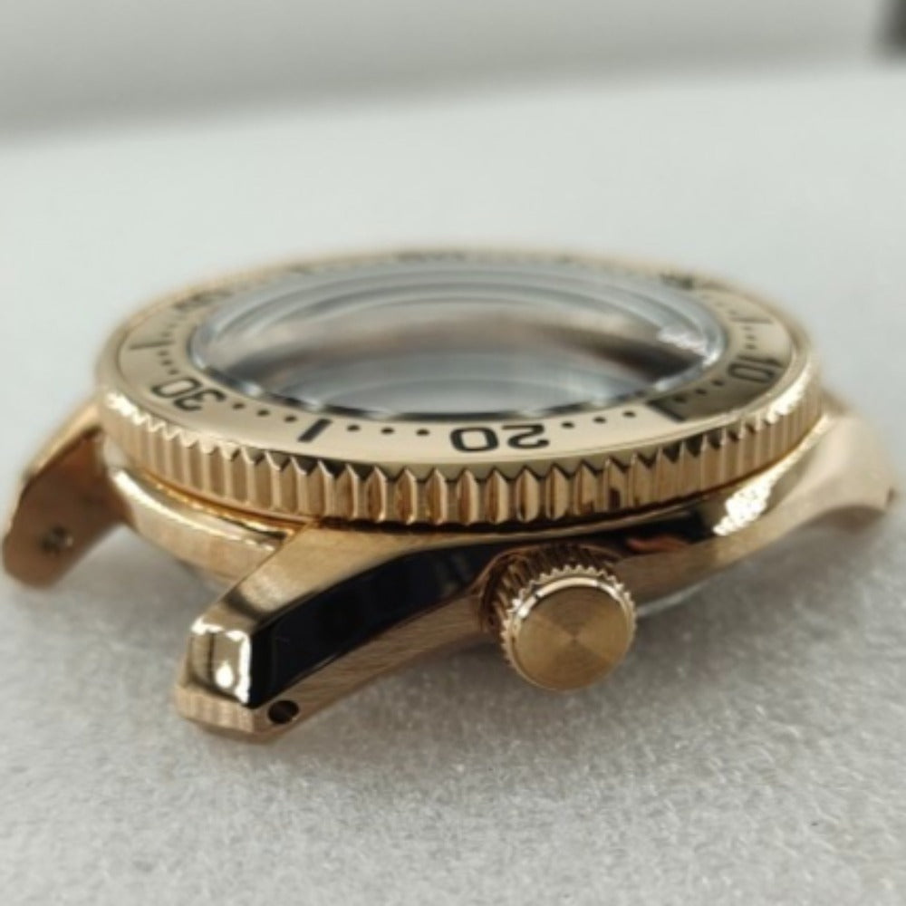 Rose gold 42mm polished watch case for SPB185/SPB187J1 with NH35/36/4R/6R movements, Seiko compatible.