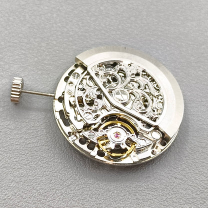 Silver Hollow Carved Automatic Mechanical Movement 7750 Movement