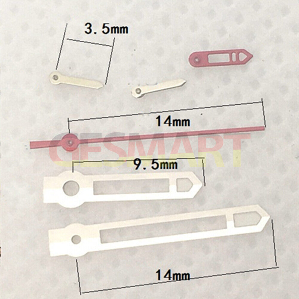 Aiguilles de montre pointues argentées et vertes pour mouvement à quartz Hattori Epson VD53