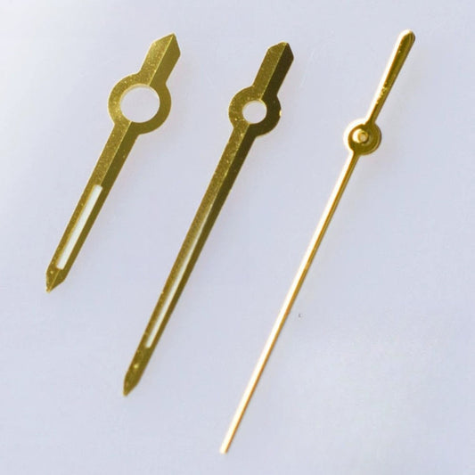 Golden trim green lume watch hands for ETA2836, 2824, 2892A2 movements by BrandName, perfect for replacements.