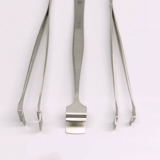 Stainless Steel Wide-Tip Tweezers, matte finish, HRC40+ hardness for precise semiconductor wafer repair.