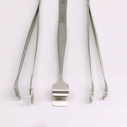 Stainless Steel Wide-Tip Tweezers, matte finish, HRC40+ hardness for precise semiconductor wafer repair.