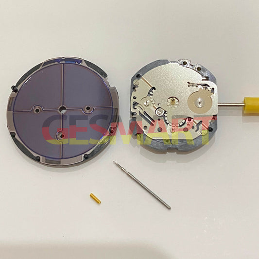 Hattori Epson TMI VS3J solar-powered quartz watch movement for precise timekeeping, Japan made.