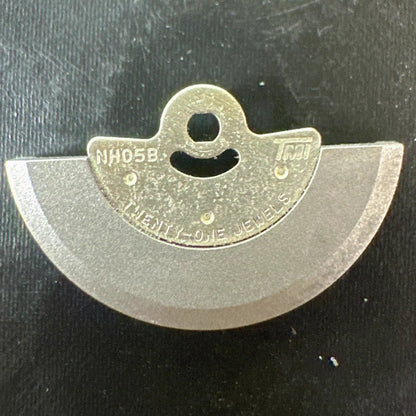 Silver rotor oscillating weight for NH05B watch movement, generic replacement part.