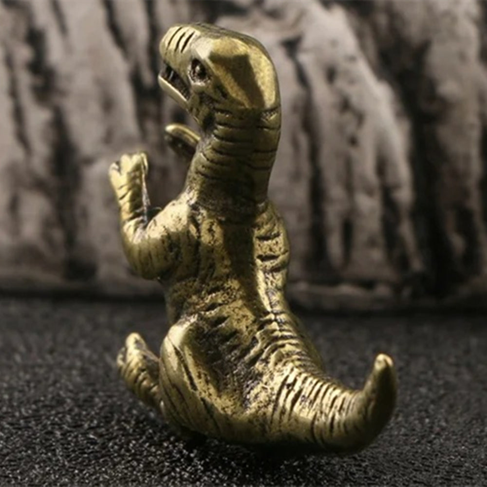 Hand-carved solid copper Tyrannosaurus bronze figurine for vintage watch accessory display.