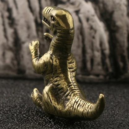 Hand-carved solid copper Tyrannosaurus bronze figurine for vintage watch accessory display.