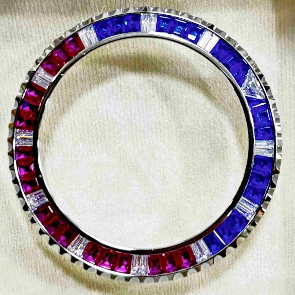 Purple+Blue Daytona T-Shaped Square Diamond Moissanite Watch Bezel Fit For 116599