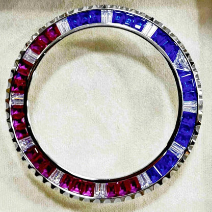 Purple+Blue Daytona T-Shaped Square Diamond Moissanite Watch Bezel Fit For 116599
