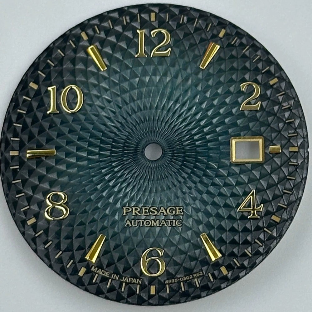 Gradual Green 35mm Golden Nail Datejust No Lume Watch Dial for NH35 NH36 Movement