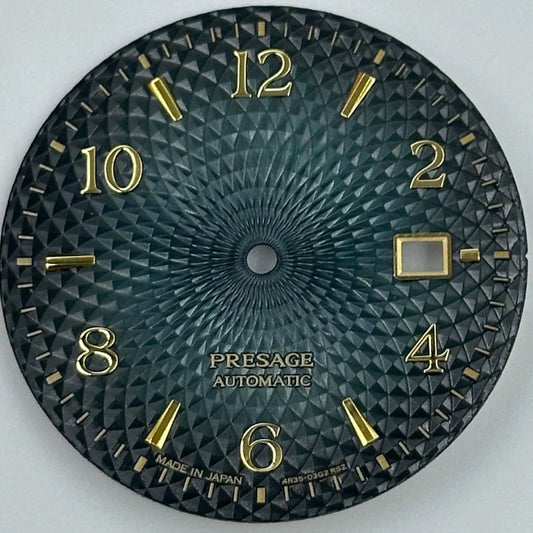 Gradual Green 35mm Golden Nail Datejust No Lume Watch Dial for NH35 NH36 Movement