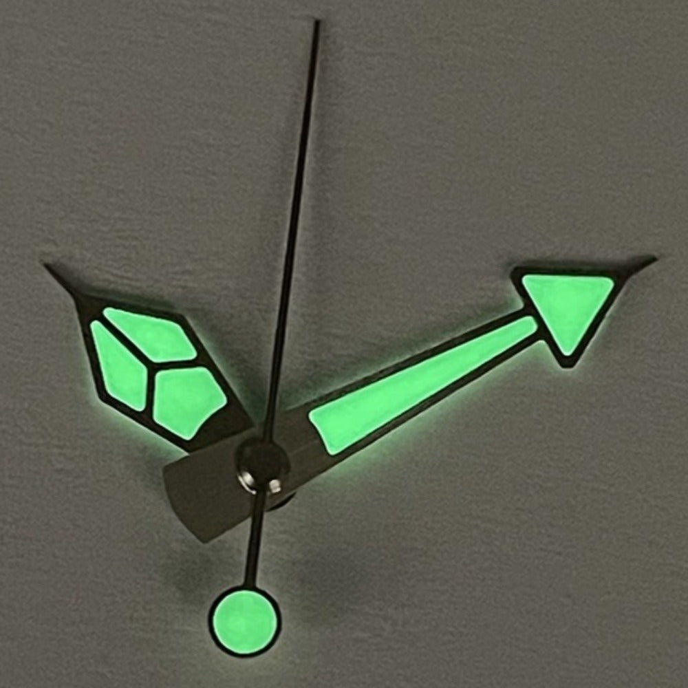 12.5mm silver trim green lume watch hands for NH35/4R36 movement, precise fit and glow