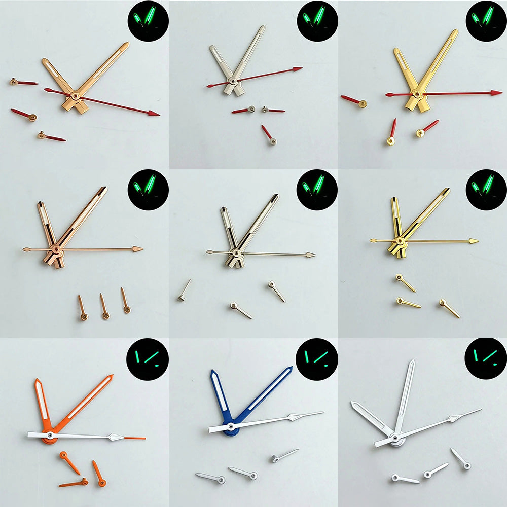 Green luminous watch hands for VK63 VK63A quartz movement, enhancing readability and style