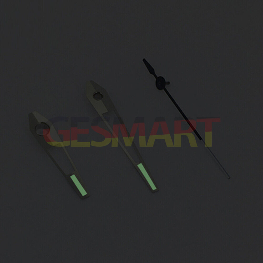 Green luminous watch hands with silver trim for China Made 8215/2813 Miyota 8N24 movements.