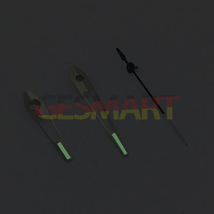 Green luminous watch hands with silver trim for China Made 8215/2813 Miyota 8N24 movements.