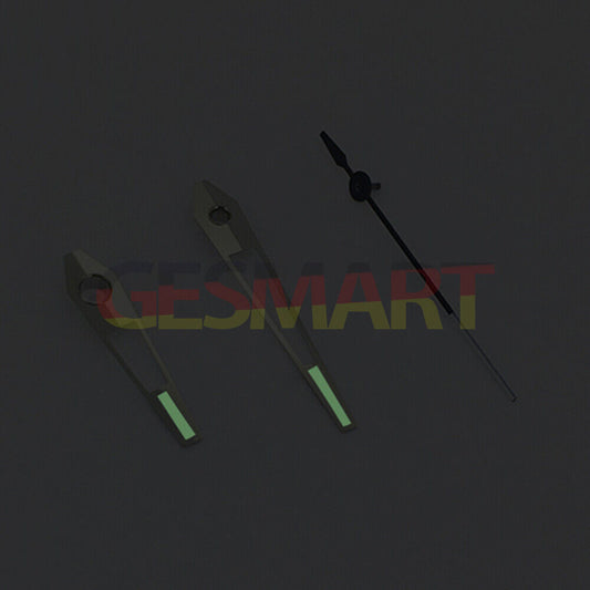 Green luminous watch hands with silver trim for China Made 8215/2813 Miyota 8N24 movements.